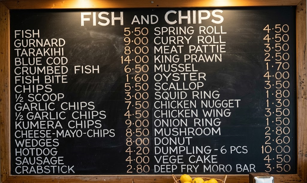 Fish and chips menu